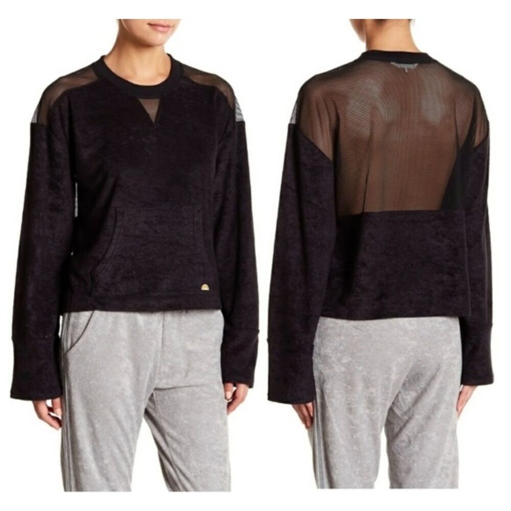 C&C California Long Sleeve Mesh Back Top In Black XL